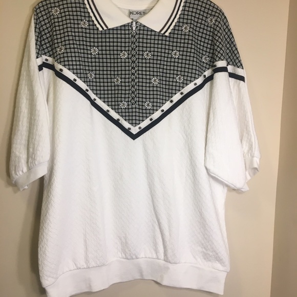 Vintage 80s Quilted Zip-Up Polo Size L Large Daisy  Embellishments Koret - Picture 6 of 6